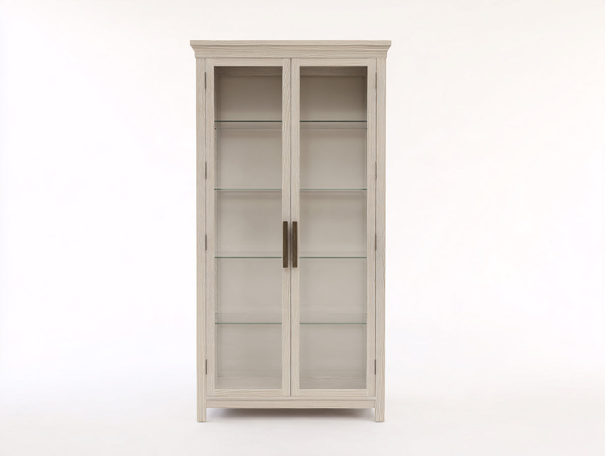 Vitrina de madera de ingeniería y vidrio 90x40x180 cm - beige claro - 2 puertas y diseño clásico