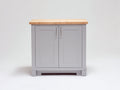 Aparador de madera 105x40x95 cm - Gris y madera natural - 2 puertas y diseño moderno
