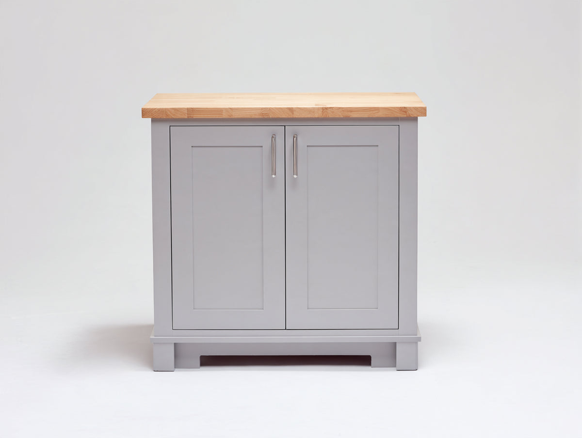 Aparador de madera 105x40x95 cm - Gris y madera natural - 2 puertas y diseño moderno