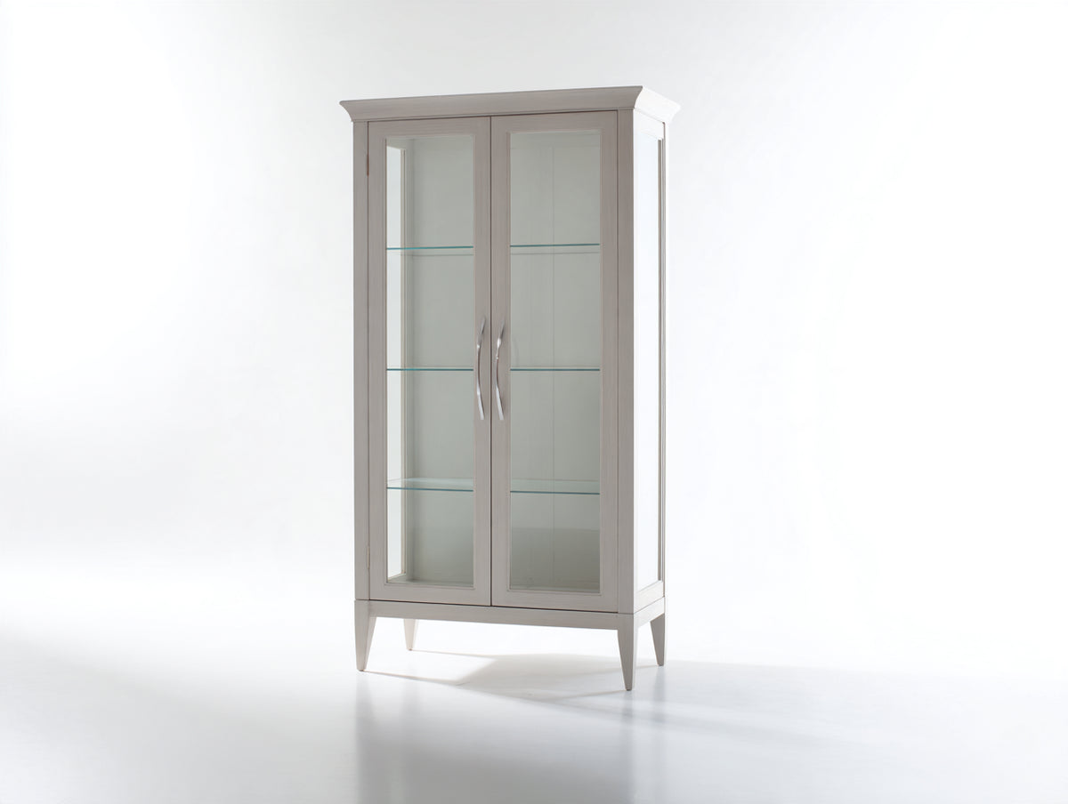 Vitrina de madera 95 x 42 x 180 cm - gris claro - 2 puertas acristaladas con diseño clásico moderno para exposición y almacenamiento