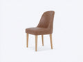 Silla de comedor tapizada en cuero sintético 49x56x88 cm - marrón claro y madera natural - respaldo alto y diseño moderno