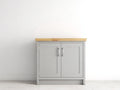 Aparador de madera 110x40x90 cm - Gris y madera natural - 2 puertas y diseño moderno