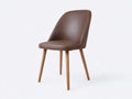Silla de comedor tapizada en cuero sintético 50x57x86 cm - marrón y madera natural - respaldo alto y diseño moderno
