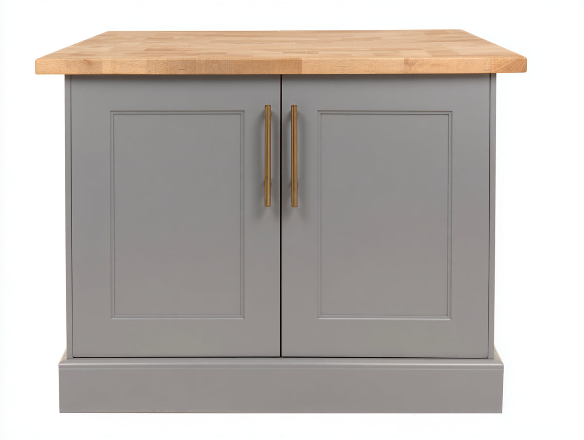 Aparador de madera 120x45x90 cm - Gris y madera natural - 2 puertas y diseño moderno