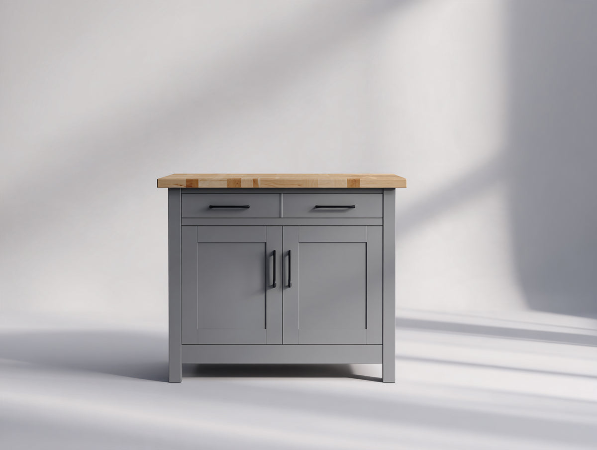 Aparador de madera 100x40x90 cm gris y roble natural - 2 puertas y 2 cajones con diseño moderno