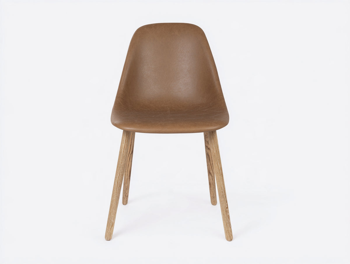 Silla de comedor tapizada 50 x 55 x 82 cm - marrón y madera natural - respaldo curvo con diseño moderno minimalista