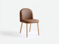 Silla de comedor tapizada 48 x 55 x 85 cm - marrón y madera - respaldo redondeado con asiento acolchado