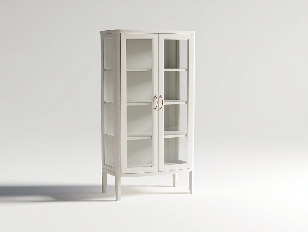 Vitrina de madera y vidrio 90x40x180 cm blanco - 2 puertas acristaladas y diseño clásico