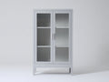 Vitrina 88 x 40 x 175 cm - gris - 2 puertas de cristal con estantes interiores y diseño moderno elevado