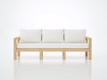Sofá de exterior de madera 210 x 78 x 78 cm - madera natural y blanco - 3 plazas con diseño moderno para terraza y jardín