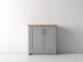Aparador de madera de ingeniería 90x40x85 cm - gris y madera natural - 2 puertas y diseño moderno