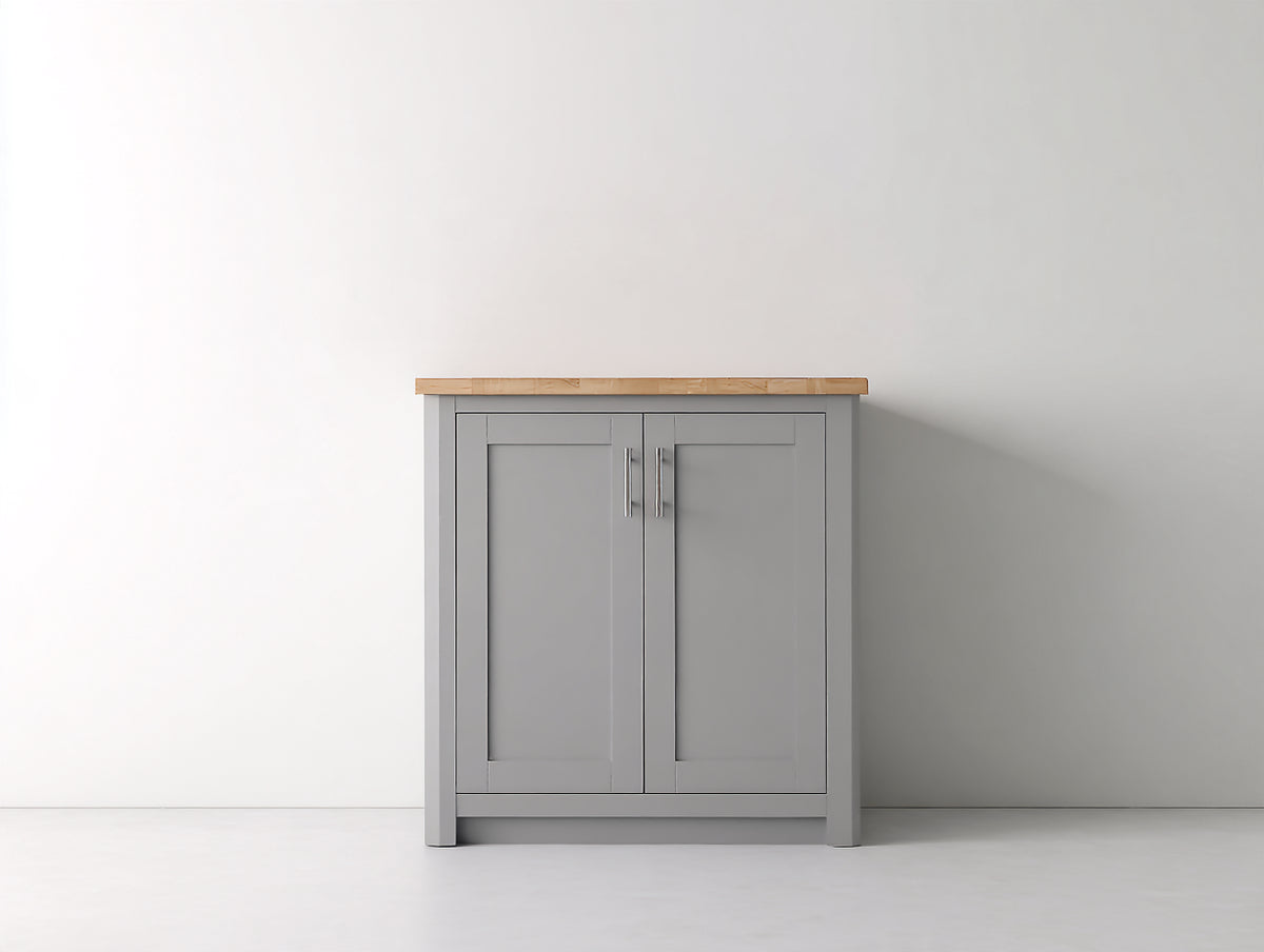 Aparador de madera de ingeniería 90x40x85 cm - gris y madera natural - 2 puertas y diseño moderno