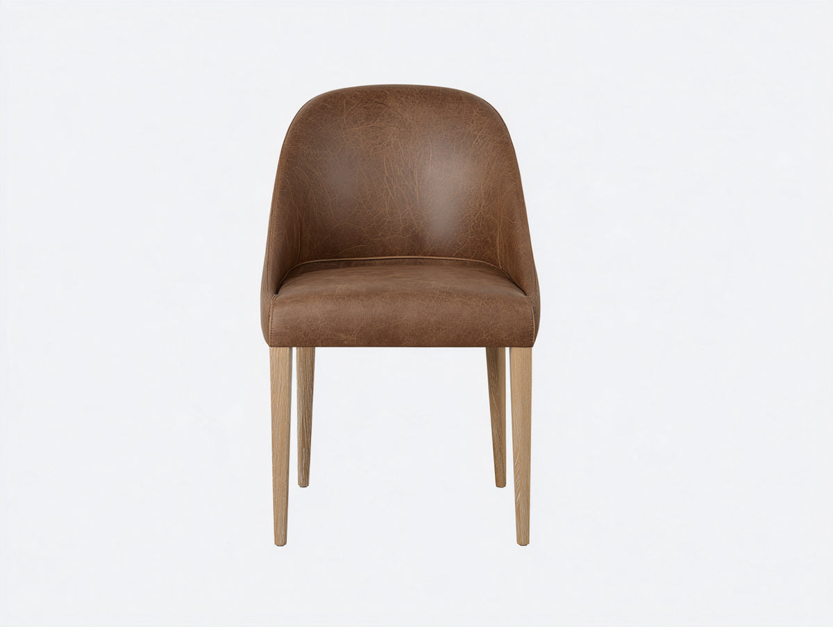 Silla de comedor tapizada 55 x 60 x 85 cm - marrón y madera natural - respaldo curvo con diseño moderno