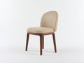 Silla de comedor tapizada en cuero sintético 52x57x84 cm - Beige y madera nogal - respaldo curvado y diseño moderno