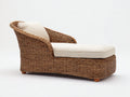 Tumbona de ratán tejido 185x75x90 cm - Marrón natural y beige - diseño reclinado con reposabrazos