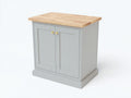 Aparador 92 x 44 x 98 cm - gris y marrón - 2 puertas con encimera efecto madera y tiradores redondos