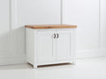Aparador de madera 90 x 40 x 85 cm - blanco y madera natural - 2 puertas con diseño clásico moderno para almacenamiento
