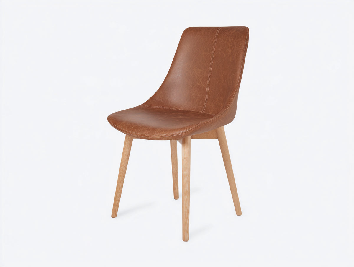 Silla de comedor tapizada 49 x 56 x 88 cm - marrón y madera - respaldo alto curvo con asiento acolchado