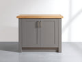 Aparador 100 x 45 x 90 cm - gris y marrón - 2 puertas con encimera efecto madera y tiradores metálicos