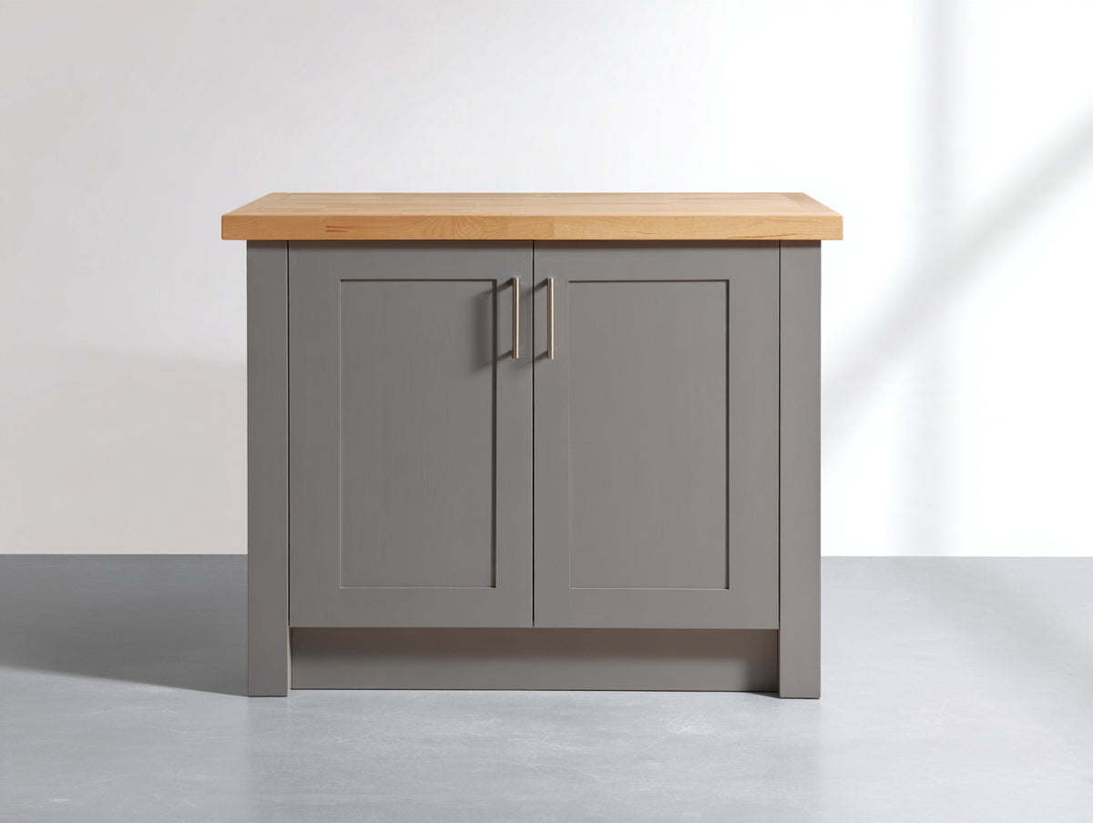 Aparador 100 x 45 x 90 cm - gris y marrón - 2 puertas con encimera efecto madera y tiradores metálicos