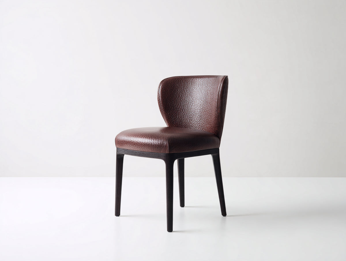 Silla de comedor tapizada 52 x 58 x 84 cm - marrón oscuro y negro - respaldo curvo con diseño moderno elegante