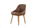 Silla de comedor tapizada en cuero sintético 55x60x82 cm - marrón y madera natural - diseño envolvente moderno